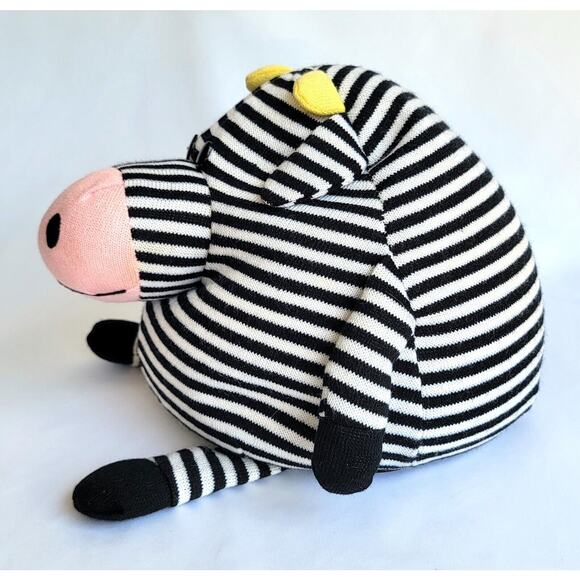 Mushable Pot Bellies Round Pillow Plush Stuffed 10” Zebra Animal Stripes Toy - Picture 3 of 7